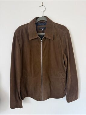 rag & bone Men's Brown Suede Bomber Jacket